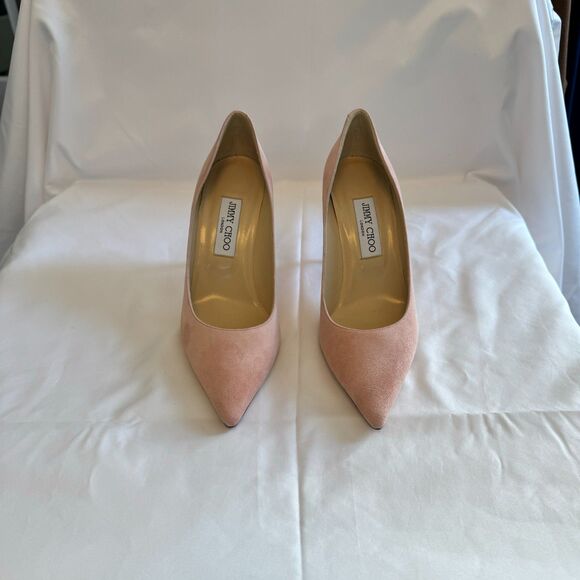 Jimmy Choo Ballet Blush Pink Suede Pointy Toe Pumps Size 8.5 - Picture 3 of 8